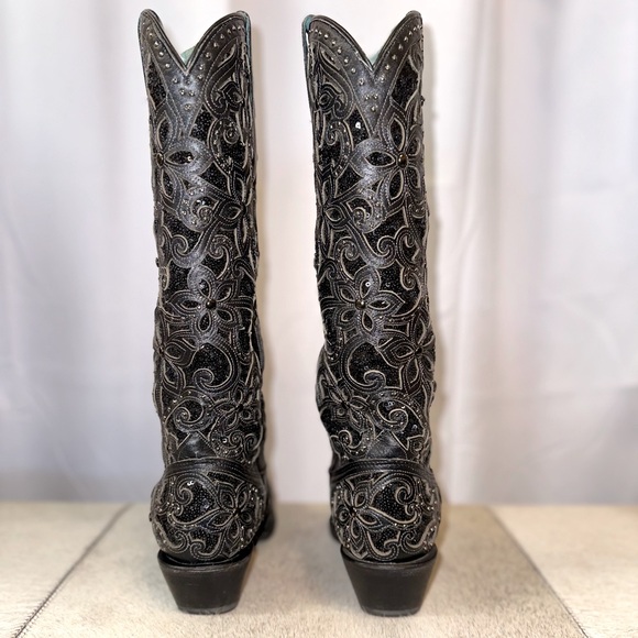 SOLD - Corral Women’s Floral Inlay Western Boots-Snip Toe - Picture 5 of 11
